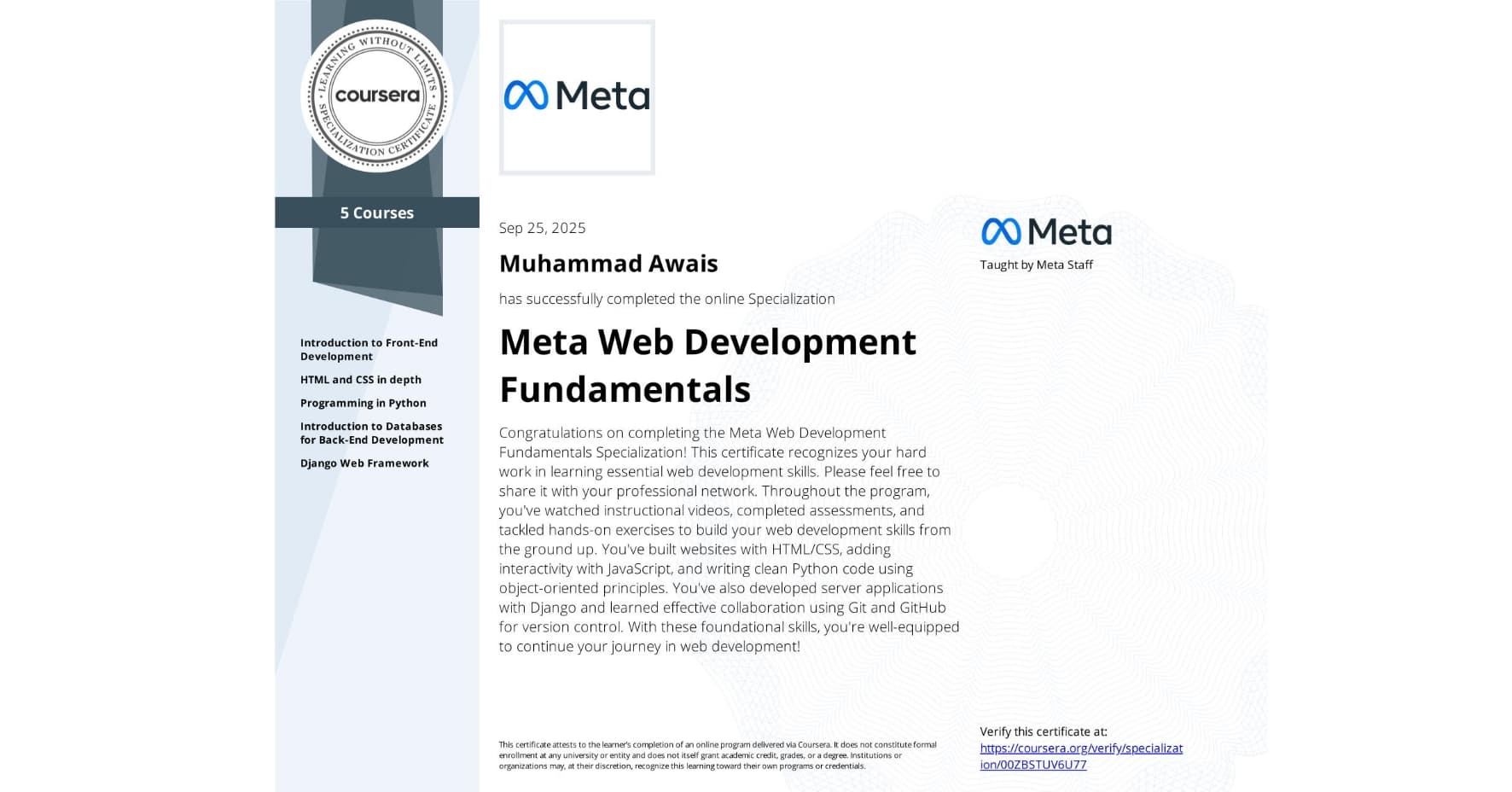 Meta Web Development Fundamentals
