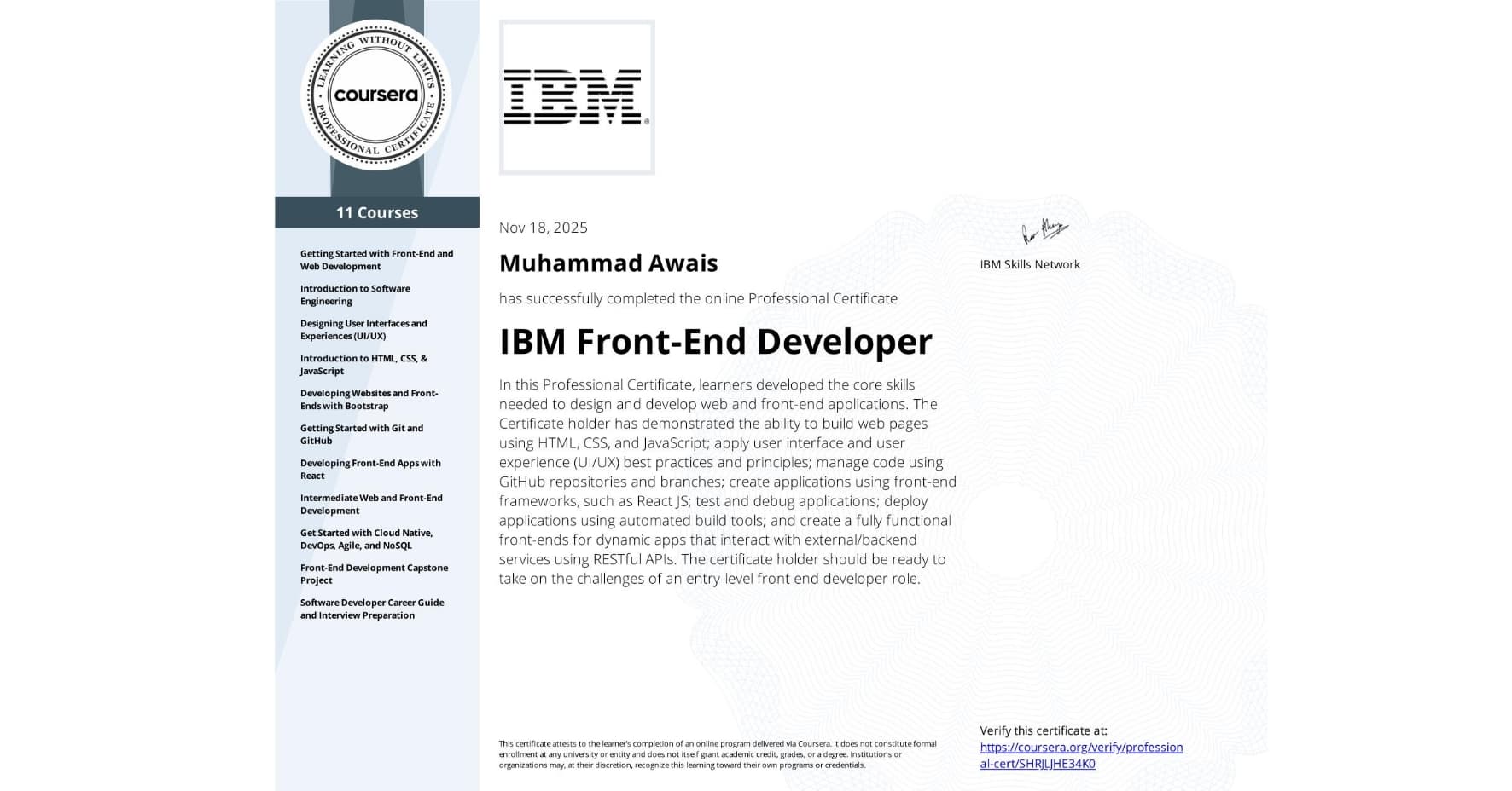 IBM Front-End Developer