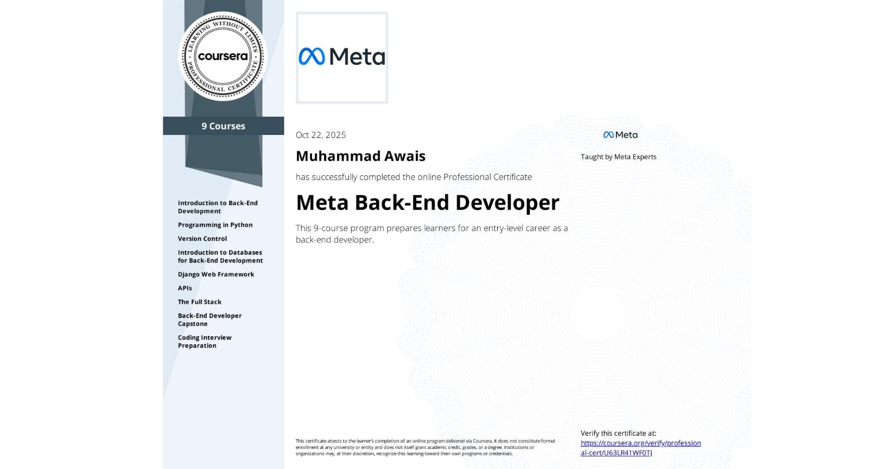 Meta Back-End Developer